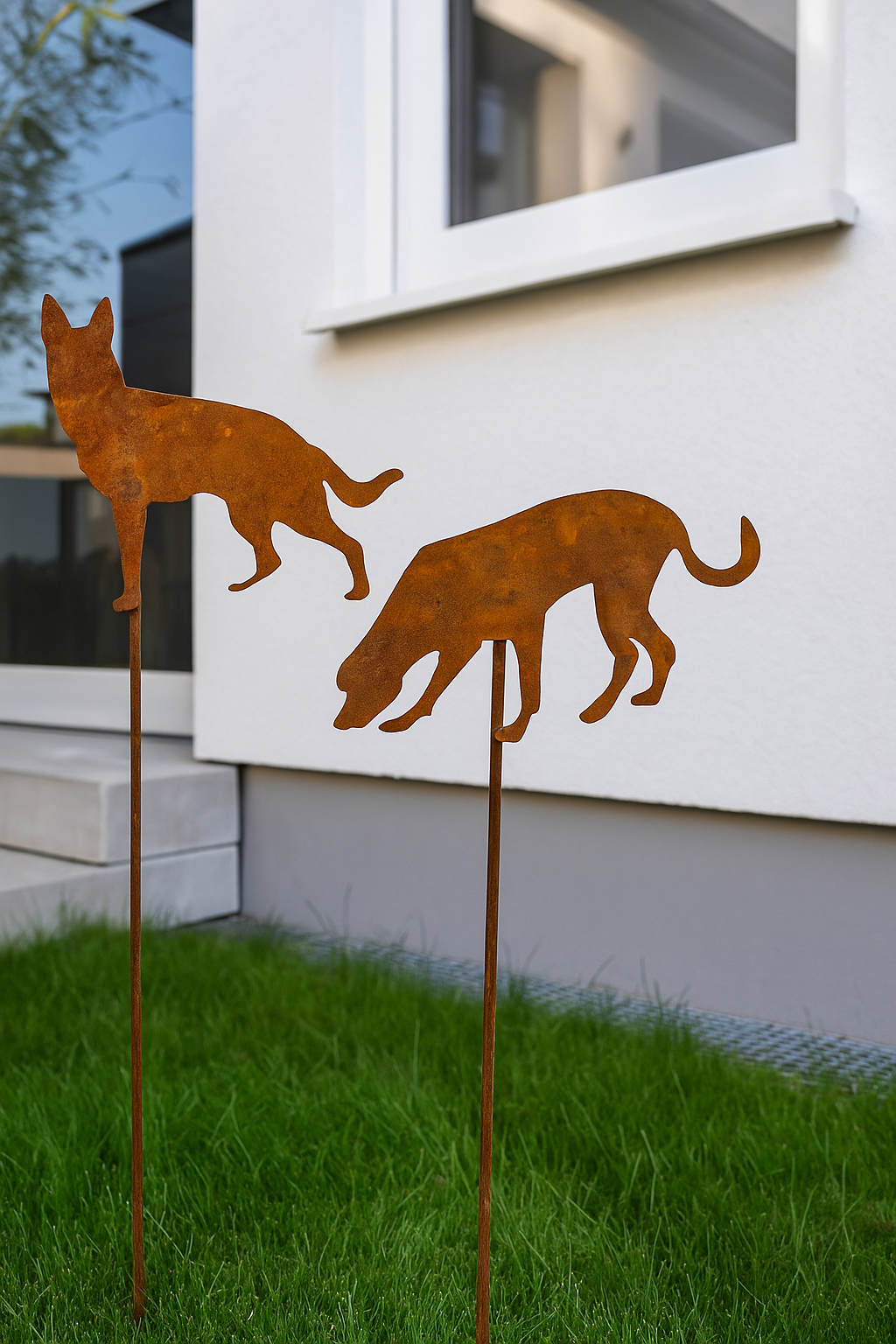 2 st. Gartenstecker rost  ,Hund , Höhe 110cm