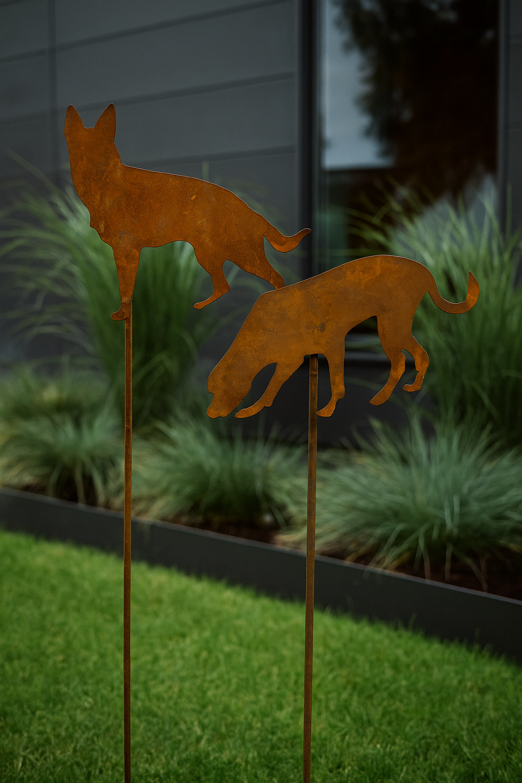 2 st. Gartenstecker rost  ,Hund , Höhe 110cm