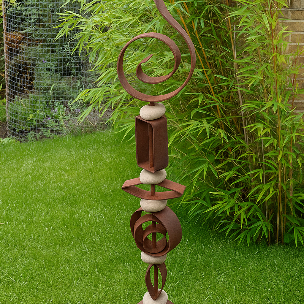 Gartenstecker ,Rost  , Gartendeko, aus NaturStein ，029570