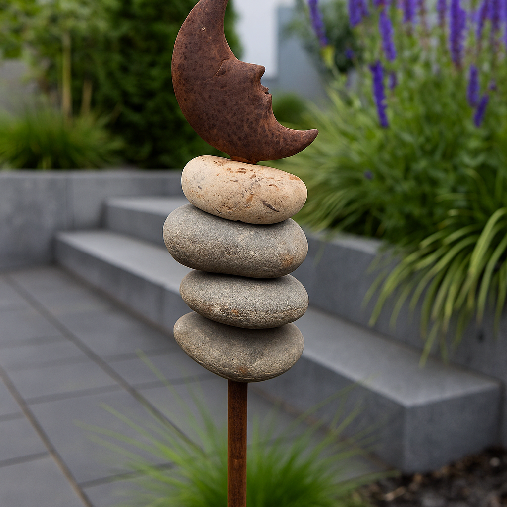 Gartenstecker aus Metall und Stein, H104cm ,030868