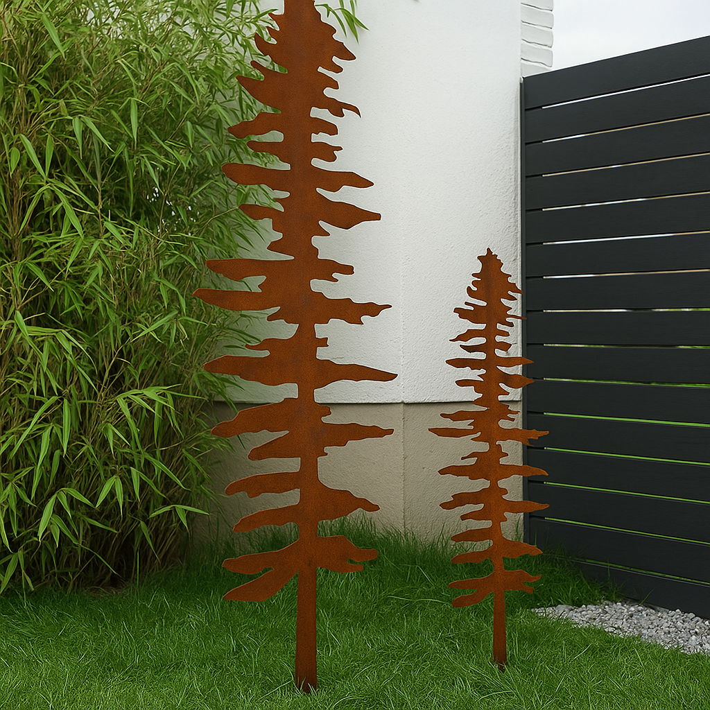 2st .Edelrost Gartenbaum Gartenstecker Baum   Höhe 100 und 70cm