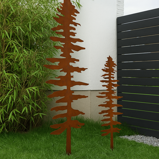 2st .Edelrost Gartenbaum Gartenstecker Baum   Höhe 100 und 70cm