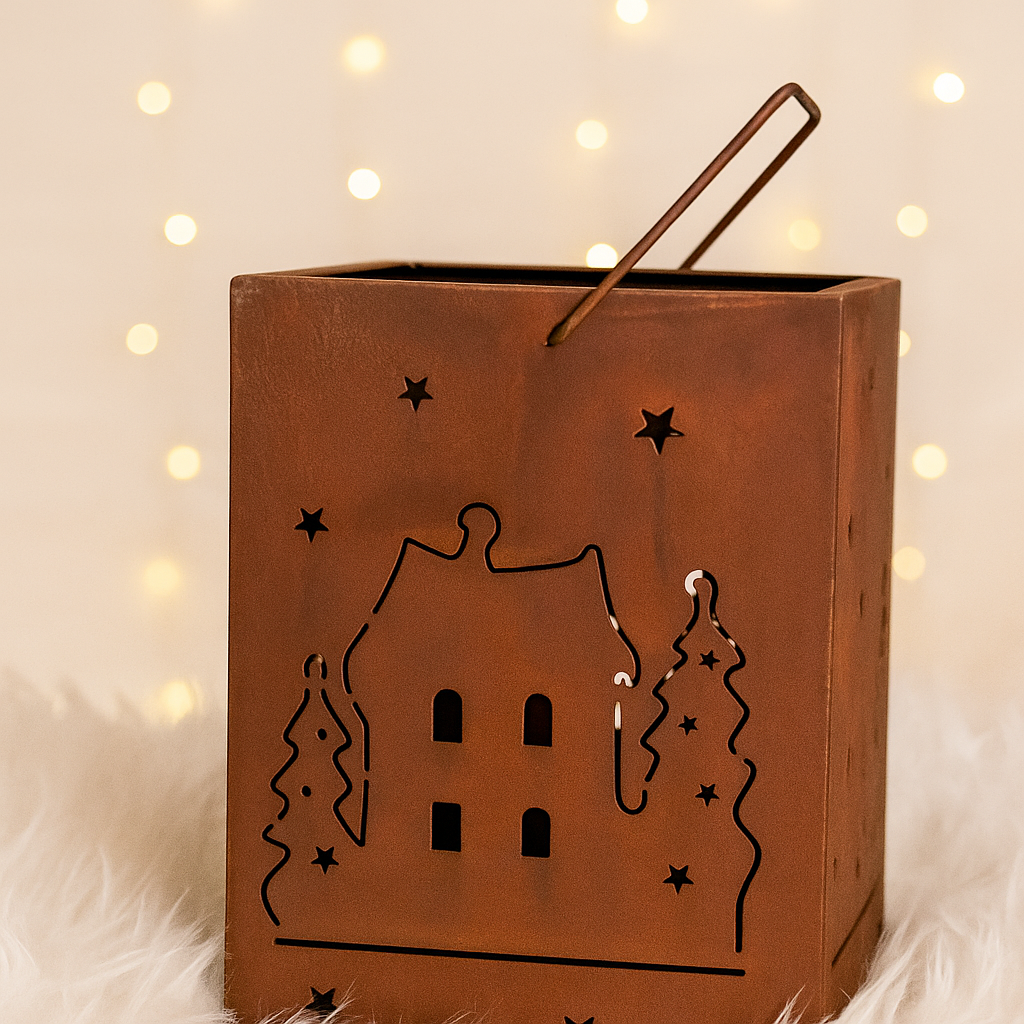 Edelrost Gartenlaterne Kerzenlaterne Windlicht Kerzenhalter aus Metall