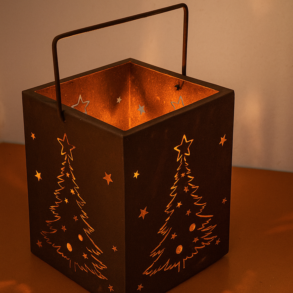 Weihnachtsbaum Edelrost Gartenlaterne Windlicht Rostoptik Kerzenhalter 032056