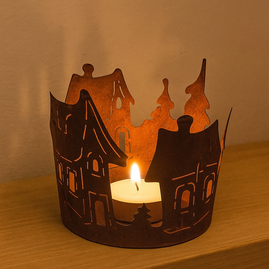 Edelrost Garten Kerzenständer Teelichthalter aus Metall – Dekorativer Kerzenhalter