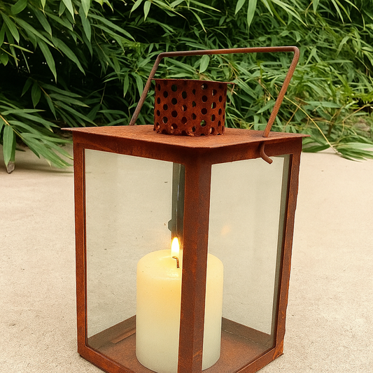 Edelrost Garten Laterne Windlichter Metall Glas Gartenlaterne 032114 Set