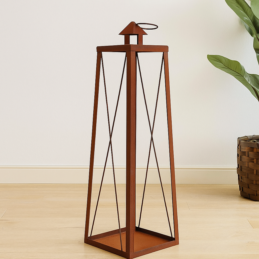 Edelrost Windlicht Kerzenhalter Garten Laterne aus Metall , Ohne Glas – Sino Han