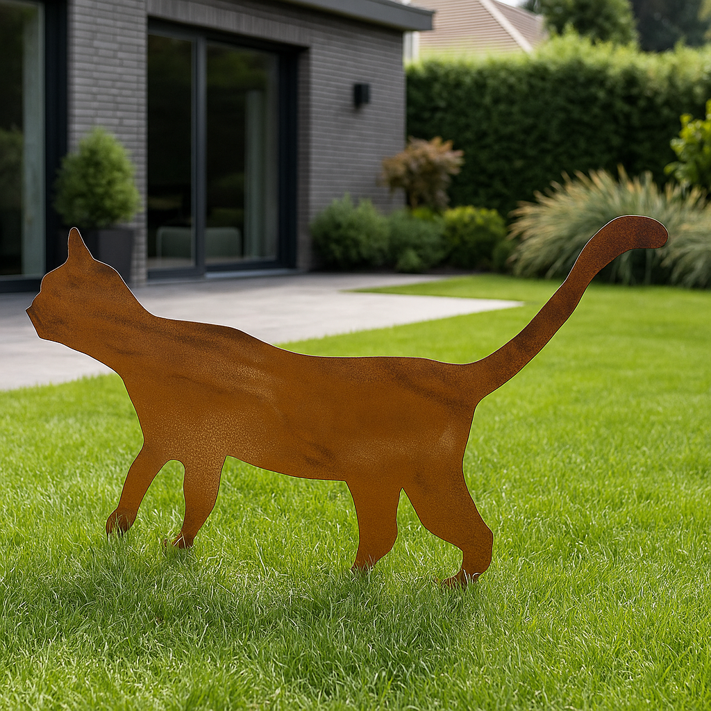 Gartendeko ,Katze aus Metall , rost ,  L47*39cm,031627