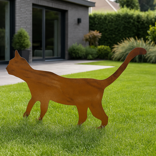 Gartendeko ,Katze aus Metall , rost ,  L47*39cm,031627