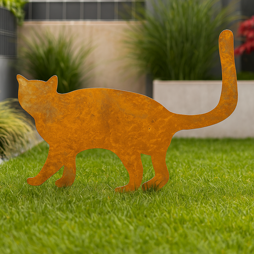 Edelrost Garten Katze aus Metall,031626