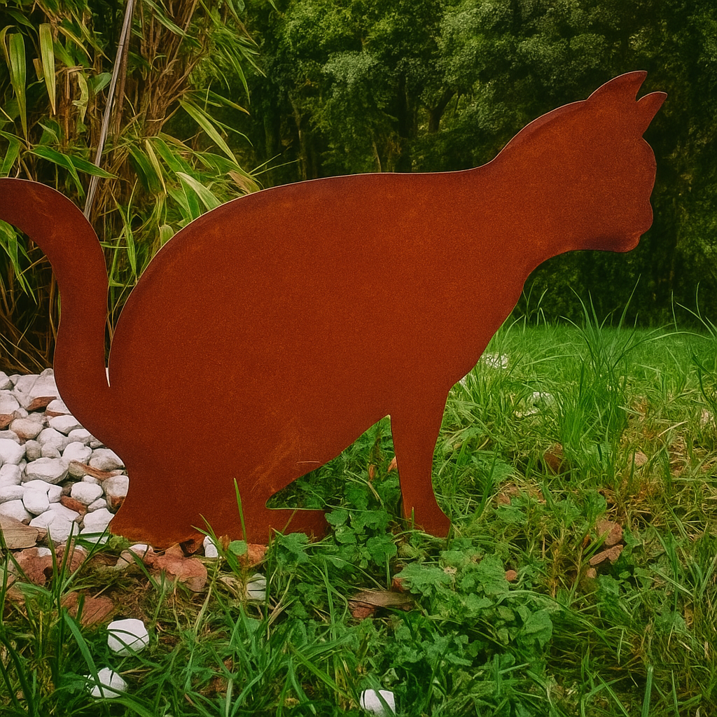 Edelrost Garten Katze aus Metall , Gartendeko 031624