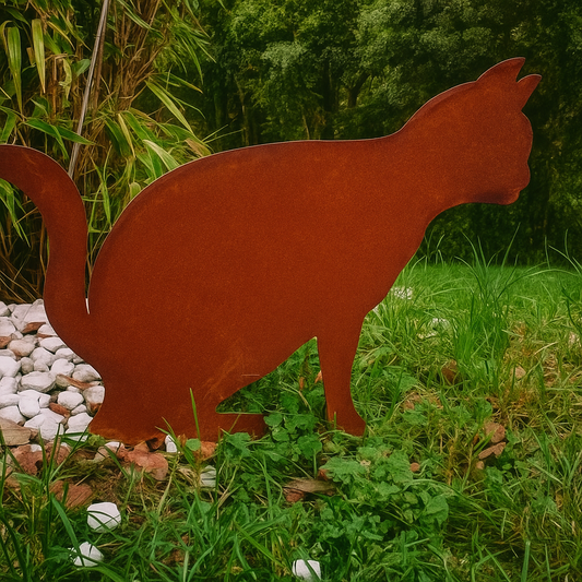 Edelrost Garten Katze aus Metall , Gartendeko 031624