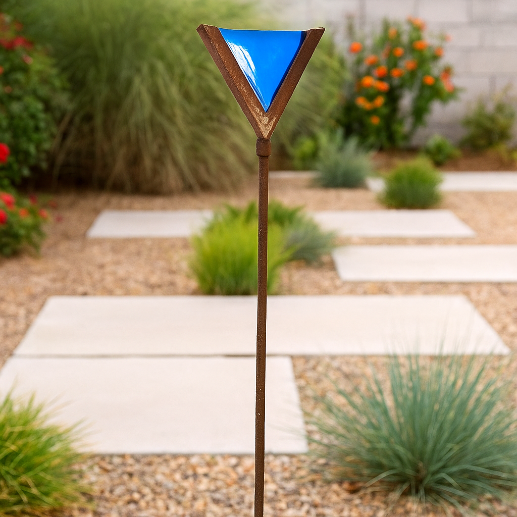 Edelrost Gartenstecker mit Glasdeko für Garten und Terrasse ,032282