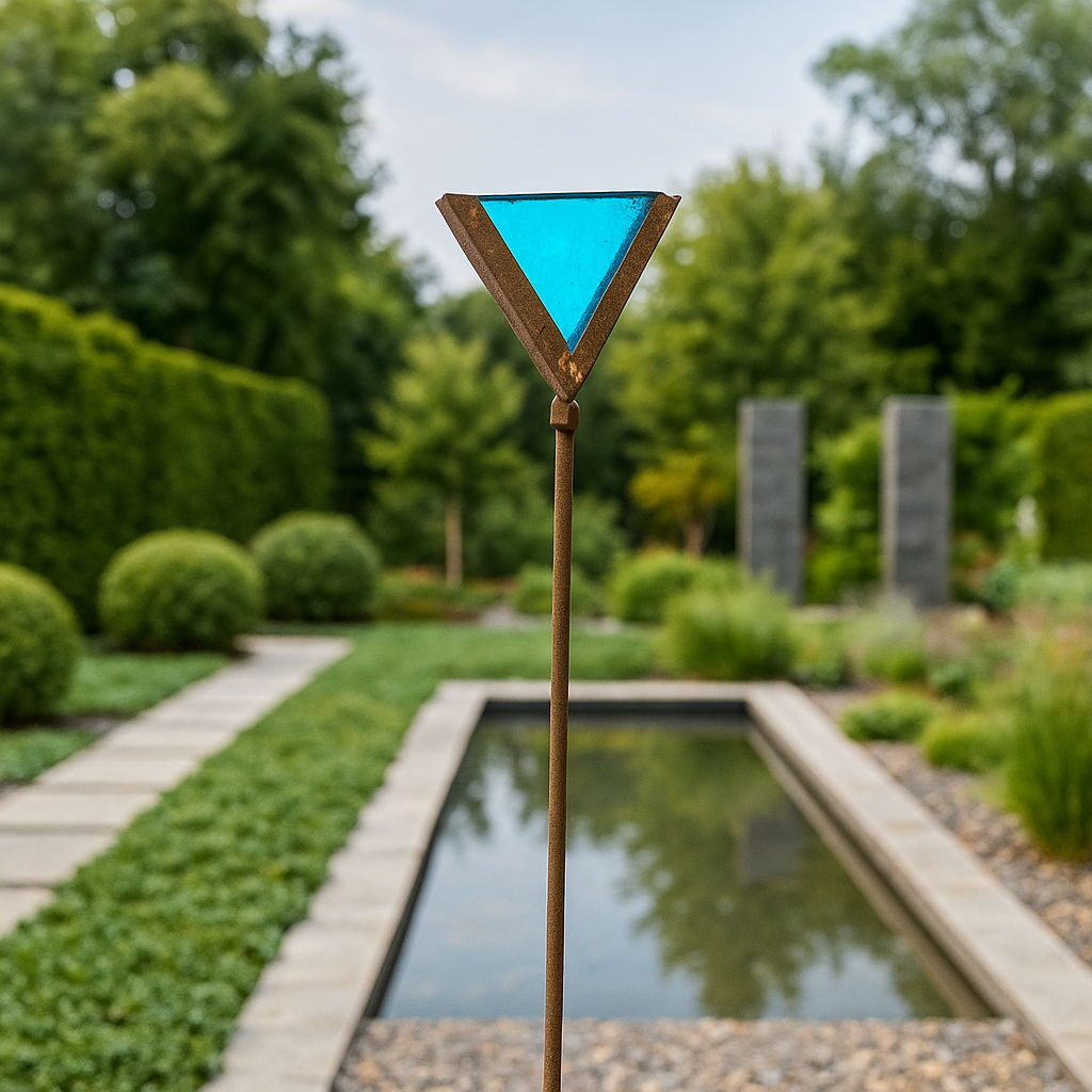 Edelrost Gartenstecker mit Glasdeko für Garten und Terrasse ,032282