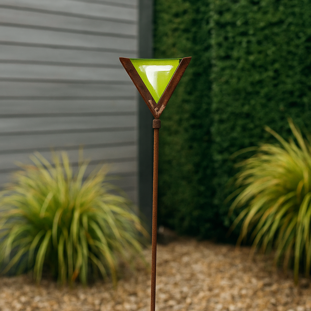 Edelrost Gartenstecker mit Glasdeko für Garten und Terrasse ,032282