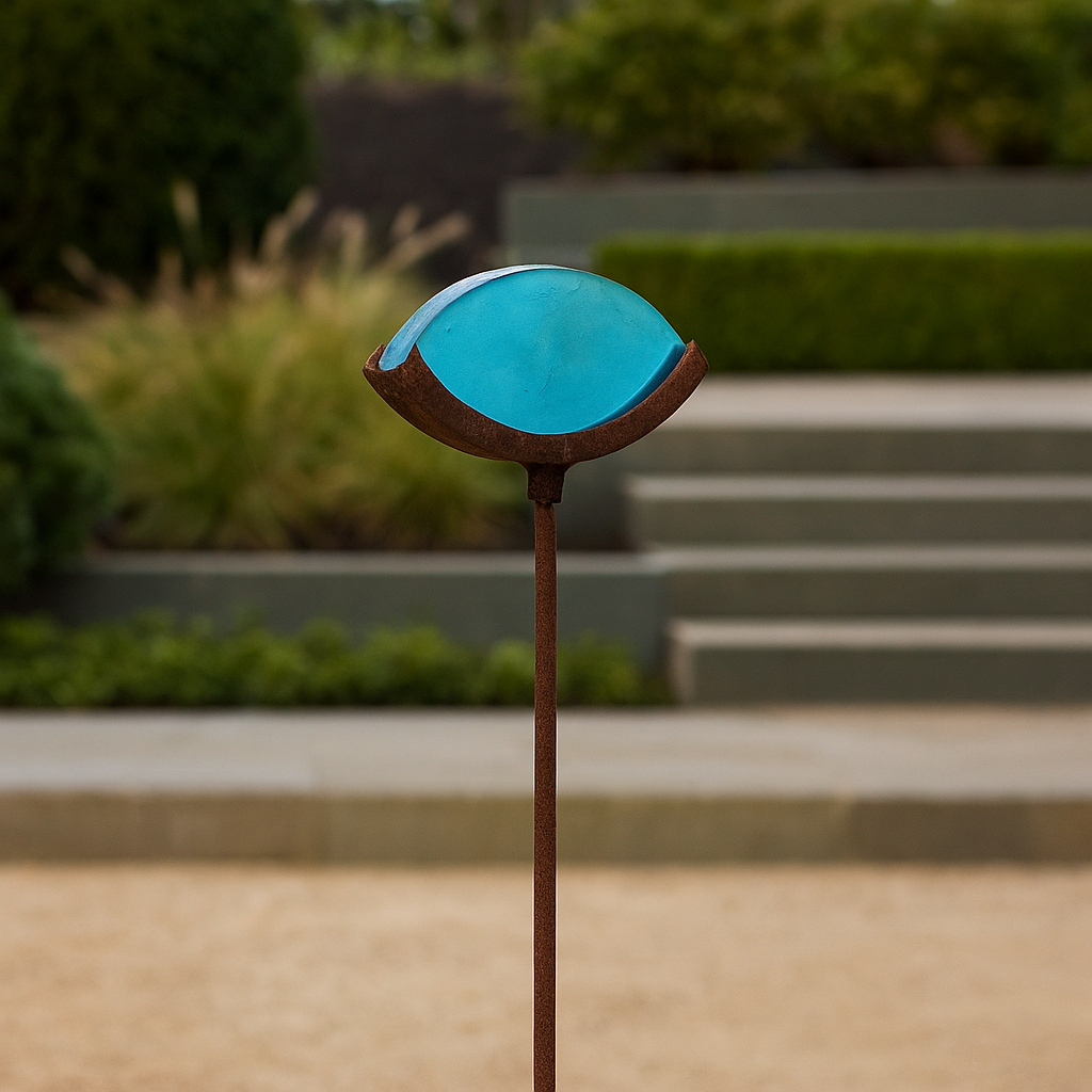 Edelrost tuinsteker met glasdecoratie voor tuin en terras, 032284