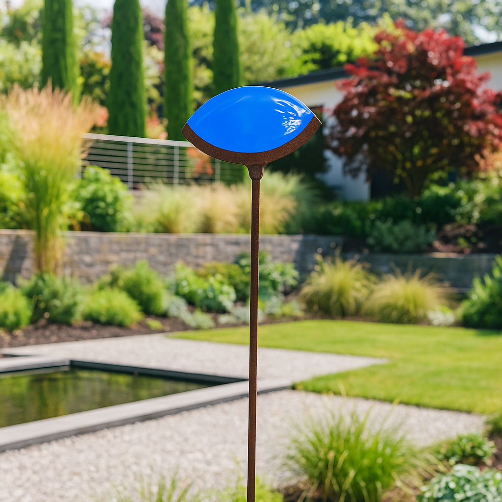 Edelrost tuinsteker met glasdecoratie voor tuin en terras, 032284