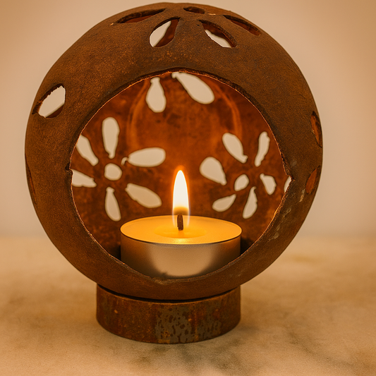 Kerzenschale Kerzenständer Rost Gartenkugel ，aus Metall