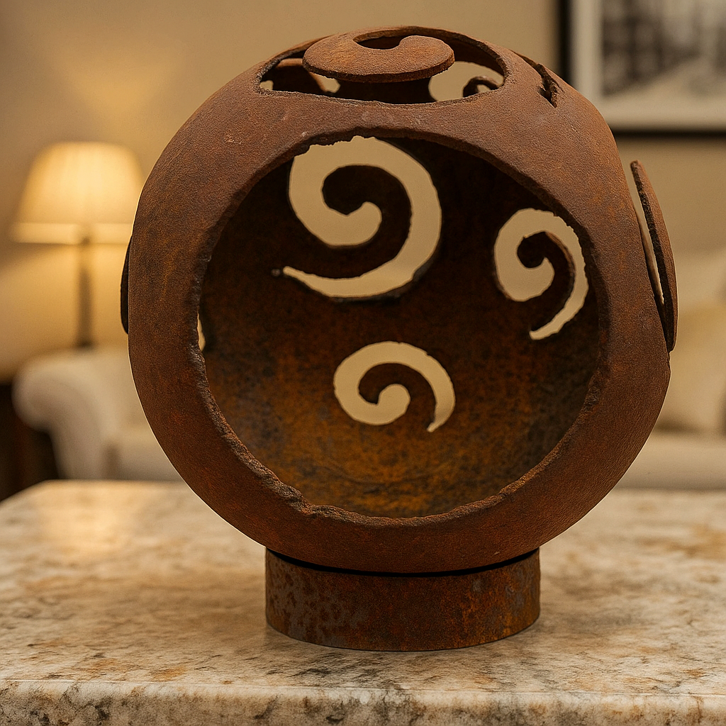 Kerzenschale Kerzenständer Rost Gartenkugel ，aus Metall