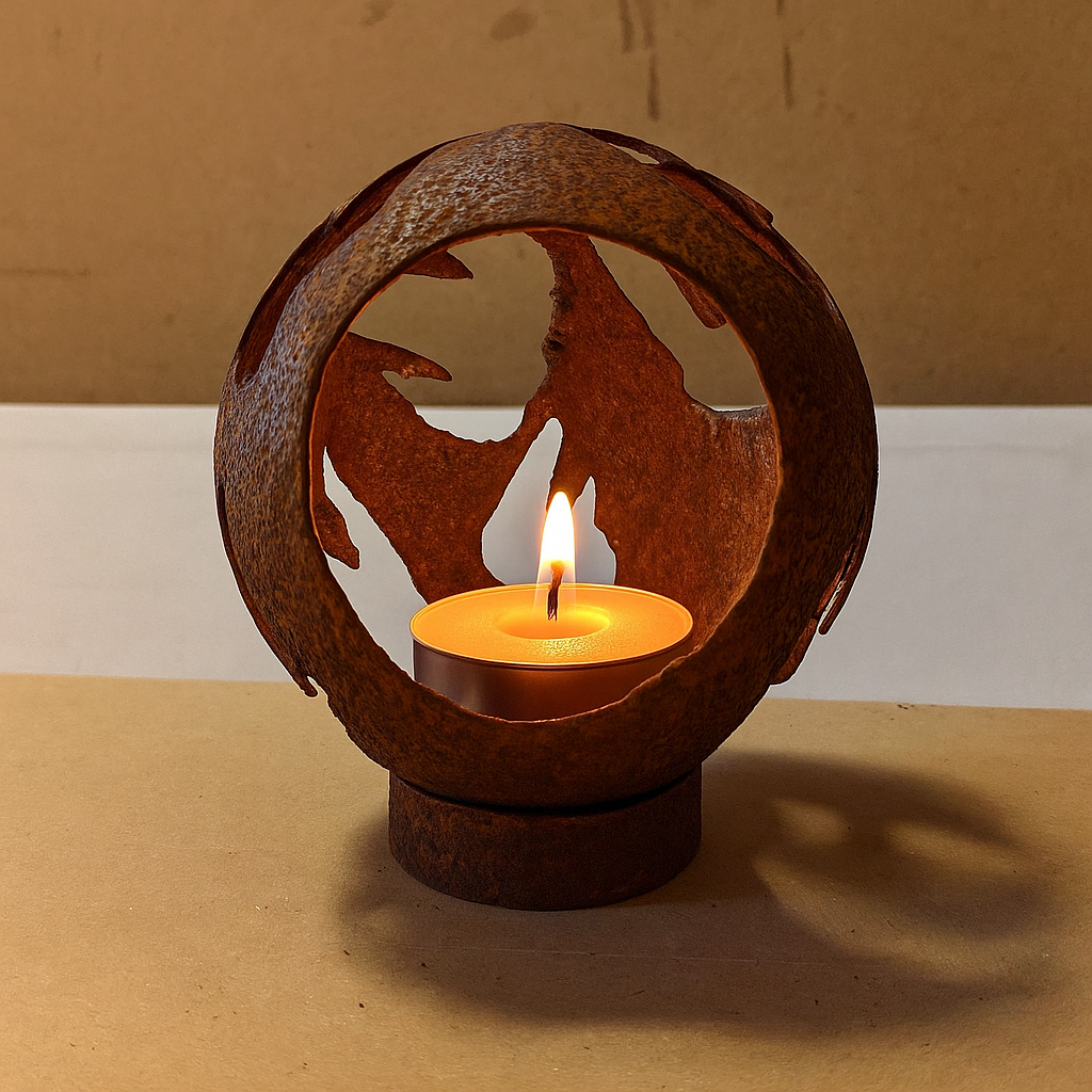 Kerzenschale Kerzenständer Rost Gartenkugel ，aus Metall