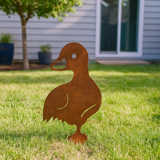 Gartendeko Ente  aus Metall, Rost ,  030621