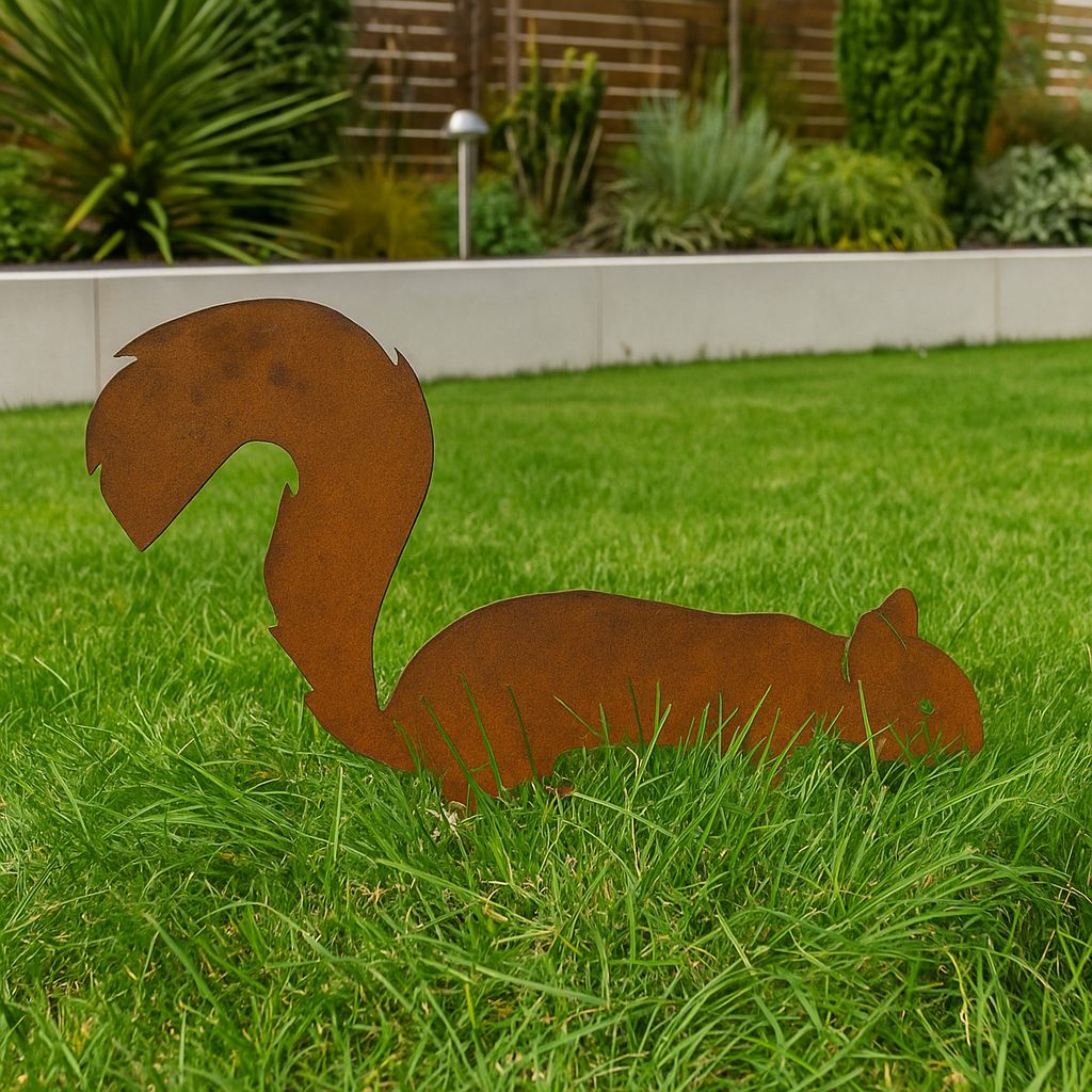 Garten Edelrost Eichhörnchen  aus Metall 1mm , 032298,Länge 50cm