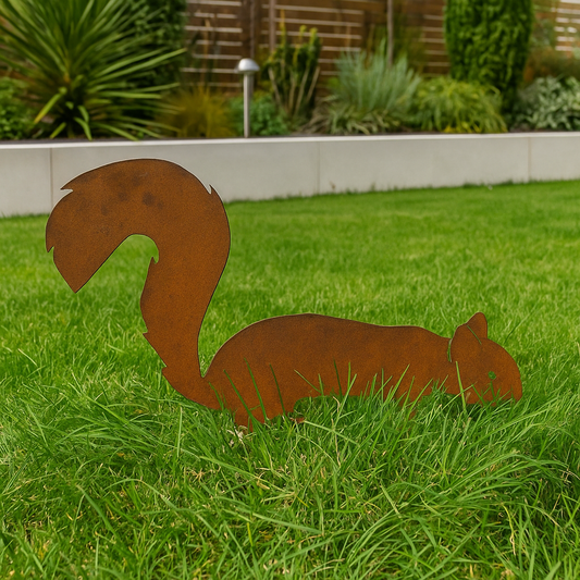 Garten Edelrost Eichhörnchen  aus Metall 1mm , 032298,Länge 50cm