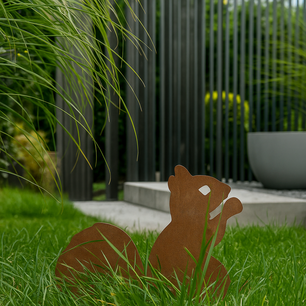 Garten Edelrost Eichhörnchen  Gartenstecker ，032301