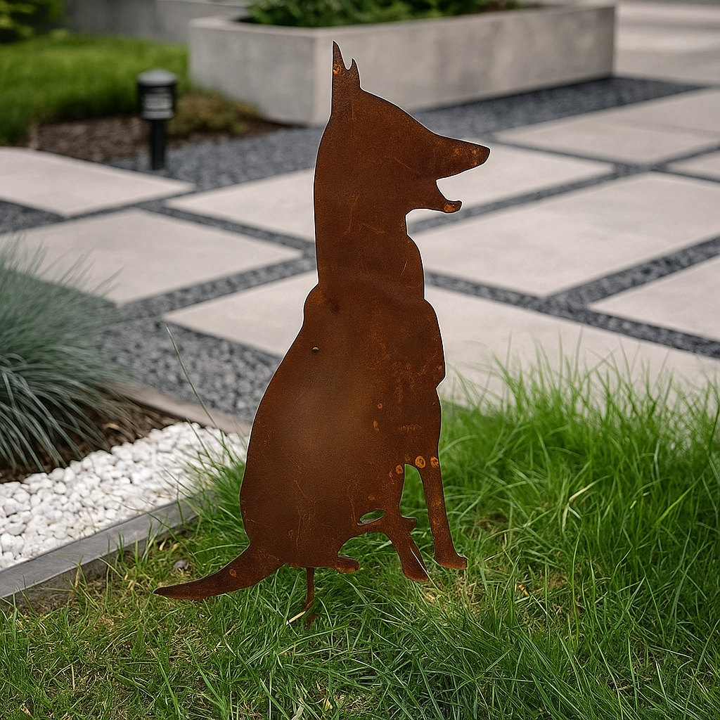 Edelrost Gartenhund Gartenstecker ,Höhe 46cm