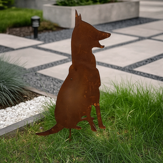 Edelrost Gartenhund Gartenstecker ,Höhe 46cm