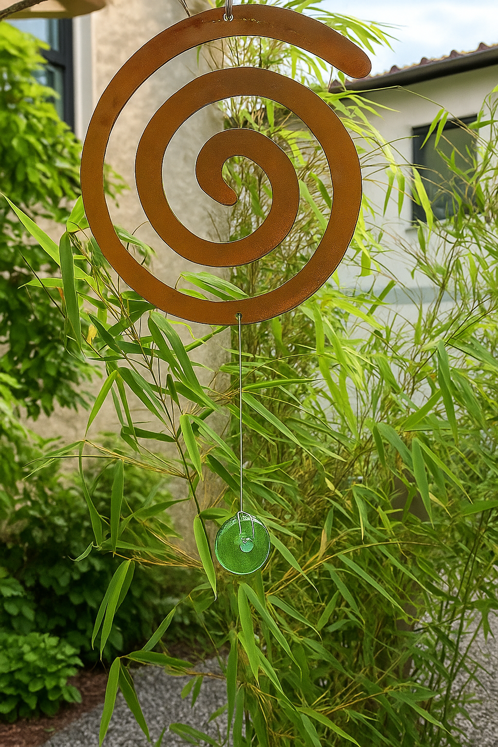 Edelrost garden spiral decoration metal with glass hanging decoration031283 green W22cm