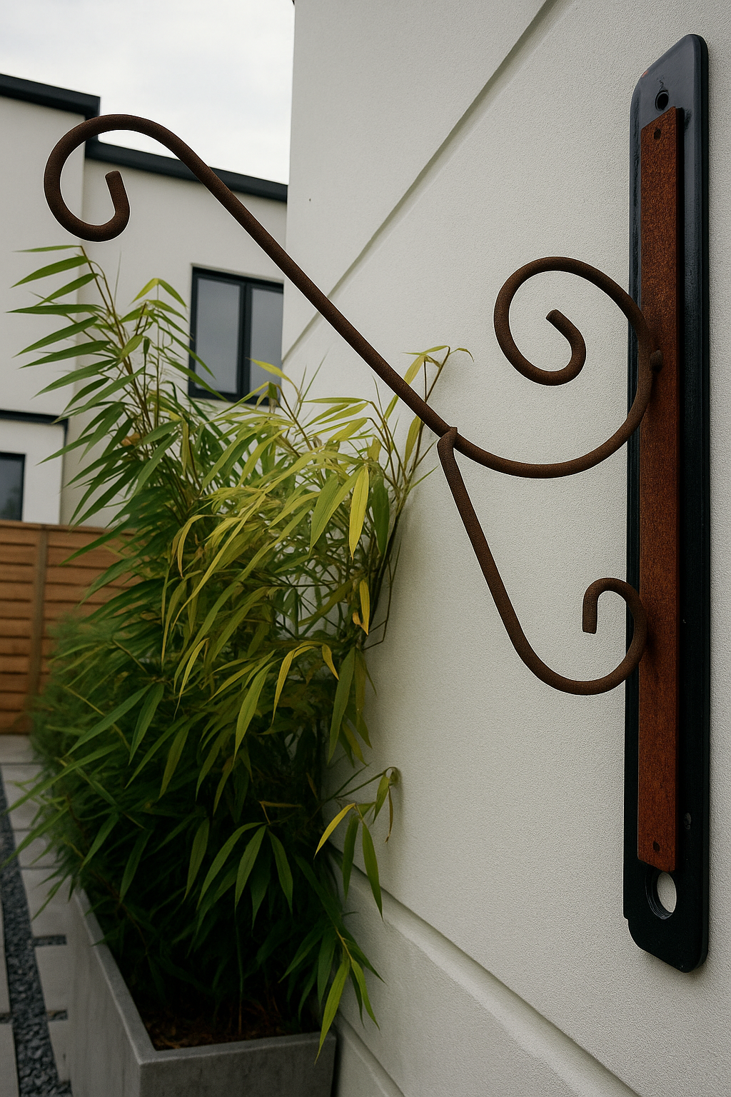 Rust lantern hook garden wall hook hanging basket hanger H35cm 031369