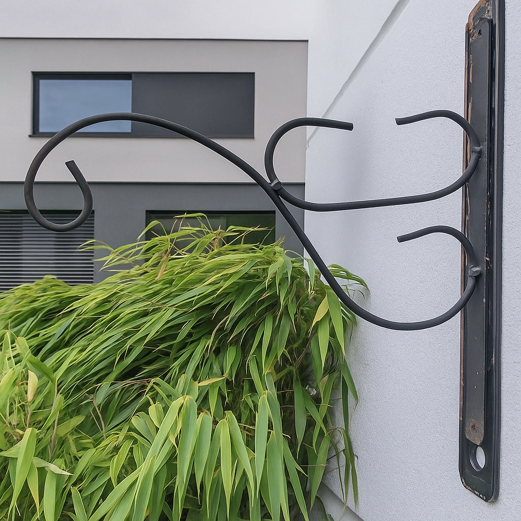 Black lantern hook garden wall hook hanging basket hanger L35W30cm 031370-1