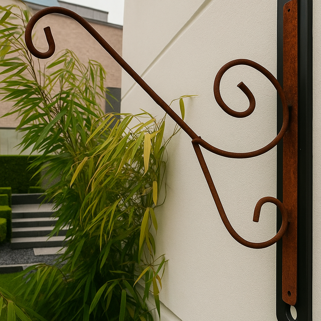 Rust lantern hook garden wall hook hanging basket hanger H35cm 031369