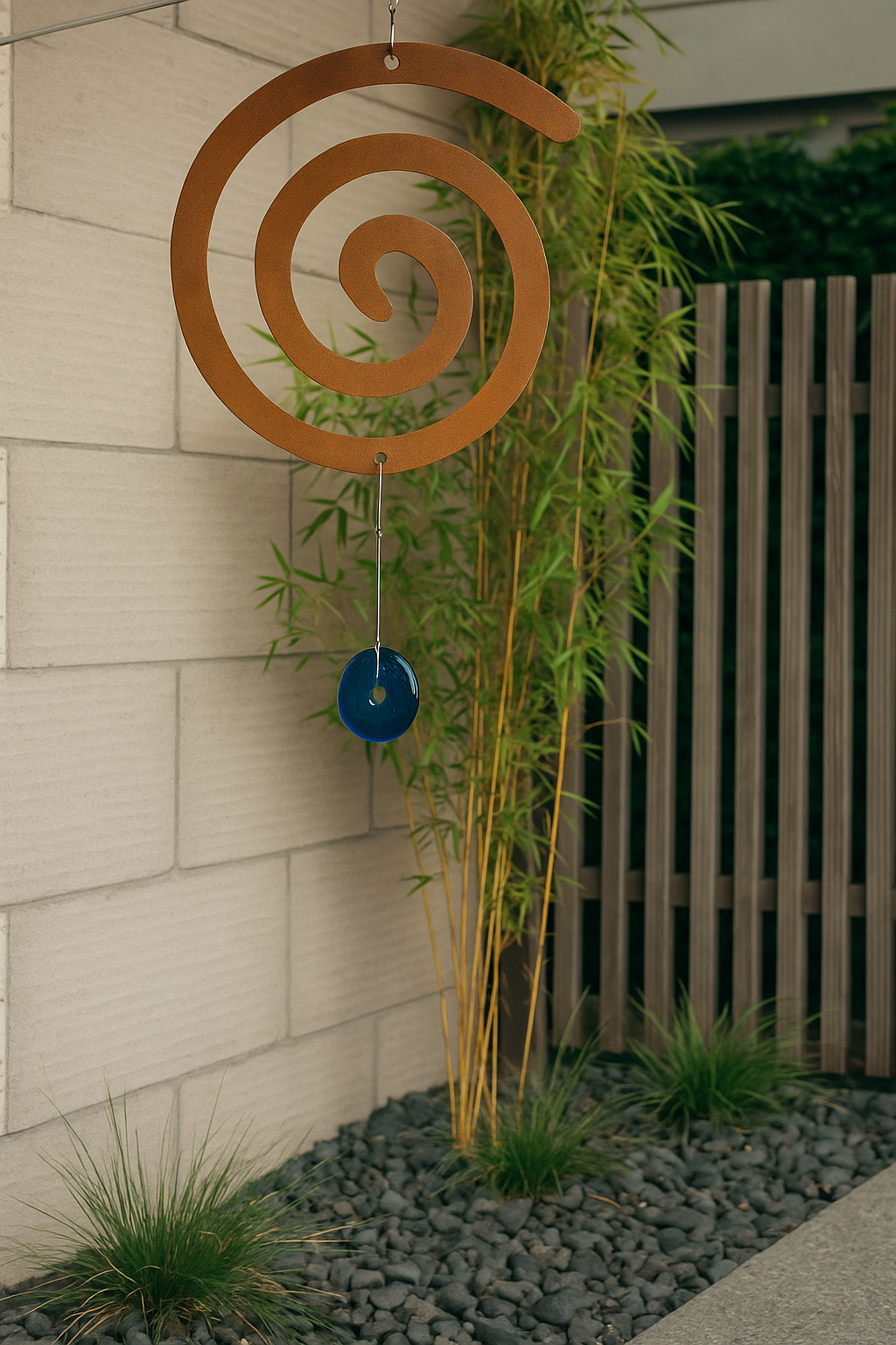 Edelrost garden spiral decoration metal with glass hanging decoration031283 green W22cm