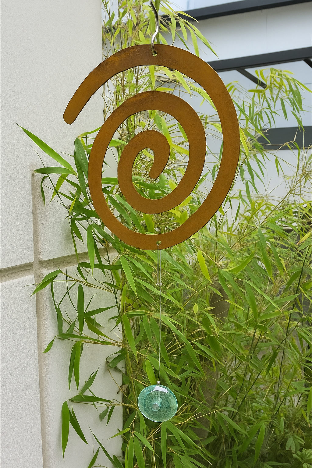 Edelrost garden spiral decoration metal with glass hanging decoration031283 green W22cm
