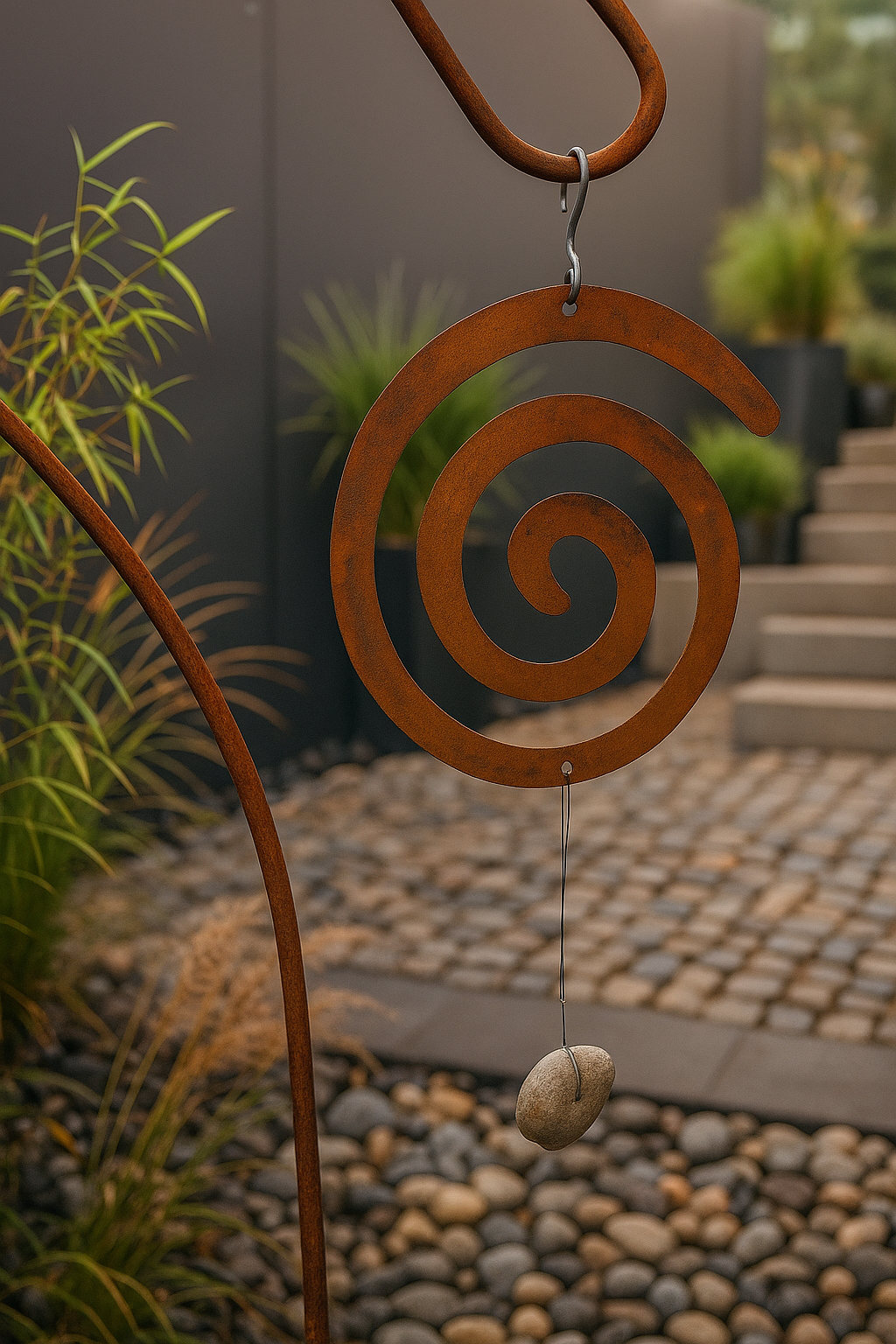 Edelrost garden spiral decoration metal with glass hanging decoration031283 green W22cm