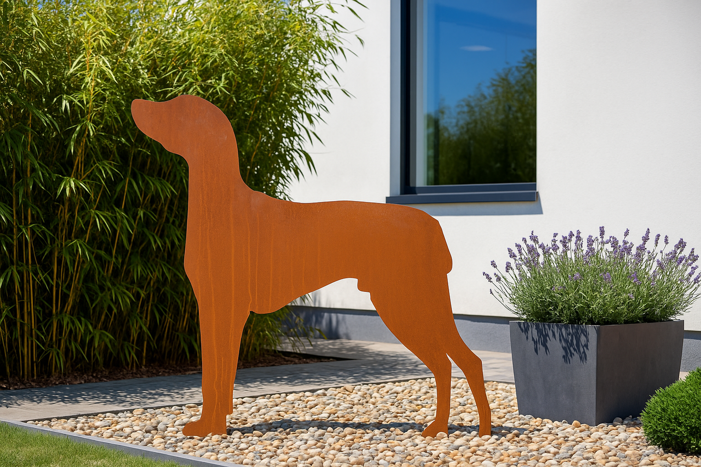 Edelrost Hund Garten Hund Rost FigurenGartenDeko Metall Gartenstecker 85*81cm