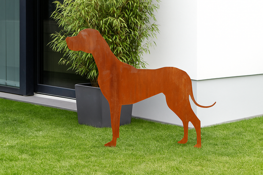 Edelrost Garten Hund Rost aus Metall Gartenstecker ，Höhe: 70 cm，031870