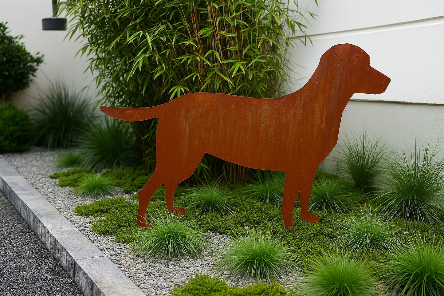 Edelrost Garten Hund  aus Metall 1mm ,Gartenstecker ,Höhe: 60 cm, 031873