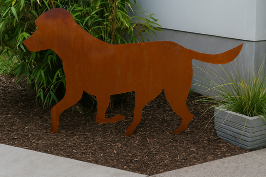 Edelrost Garten Hund aus Metall Gartenstecker Höhe:58 cm， 031874