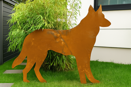 Garten Hund aus Metall 1mm, Gartenstecker Länge: 85 cm，031875