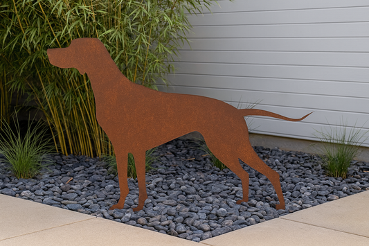 Garten Hund aus Edelrost Metall 1mm Höhe: 58 cm， 031869