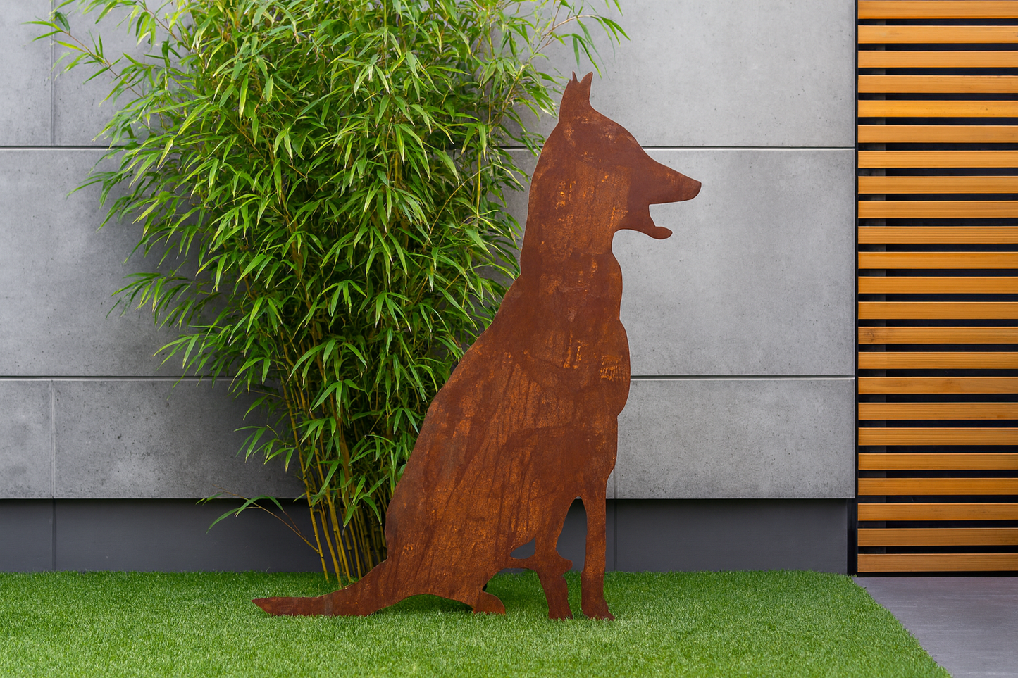 Garten Hund aus Edelrost Metall Gartenfigure  Höhe: 85 cm， 031871