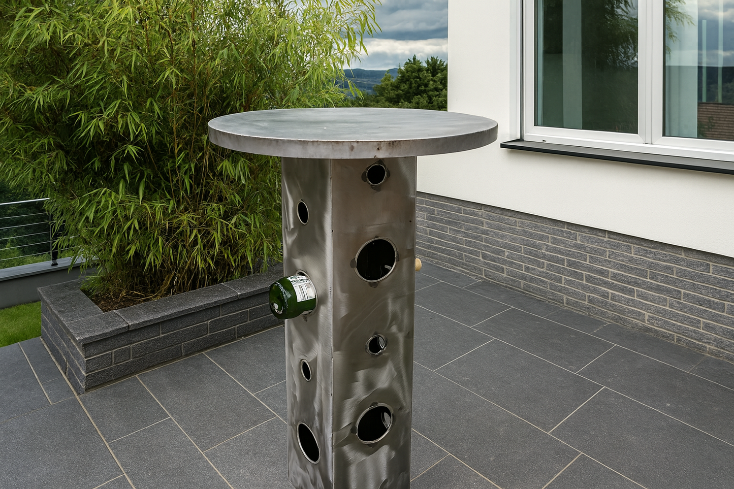 Natural colour garden stake for beer bottle metal H90*20cm, D=50cm, beer table 029213