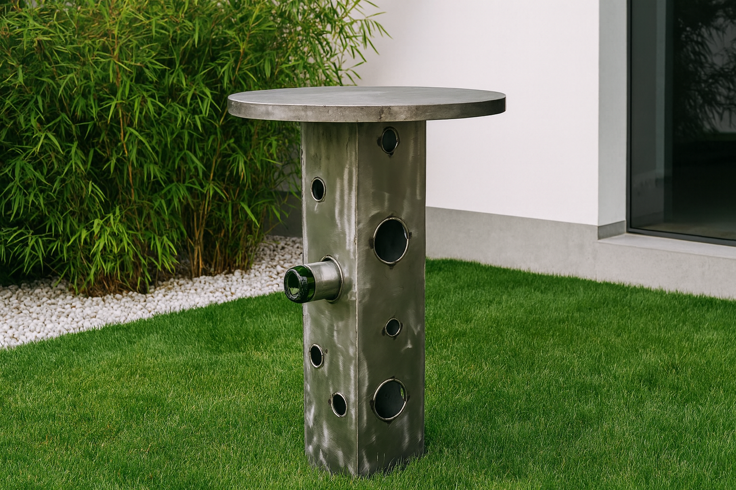 Natural colour garden stake for beer bottle metal H90*20cm, D=50cm, beer table 029213