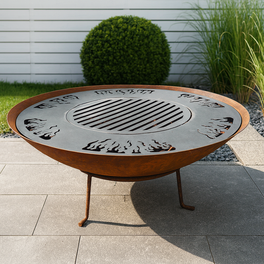 Fire bowl 60cm stainless steel 1.7mm grill BBQ garden fire bowl grate 1 set