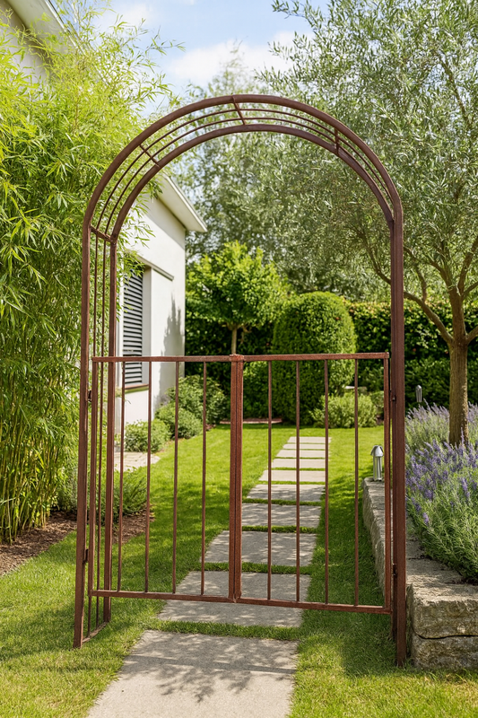 Patina rose arch climbing aid rust metal rose trellis H220cm handmade 031934-1/2