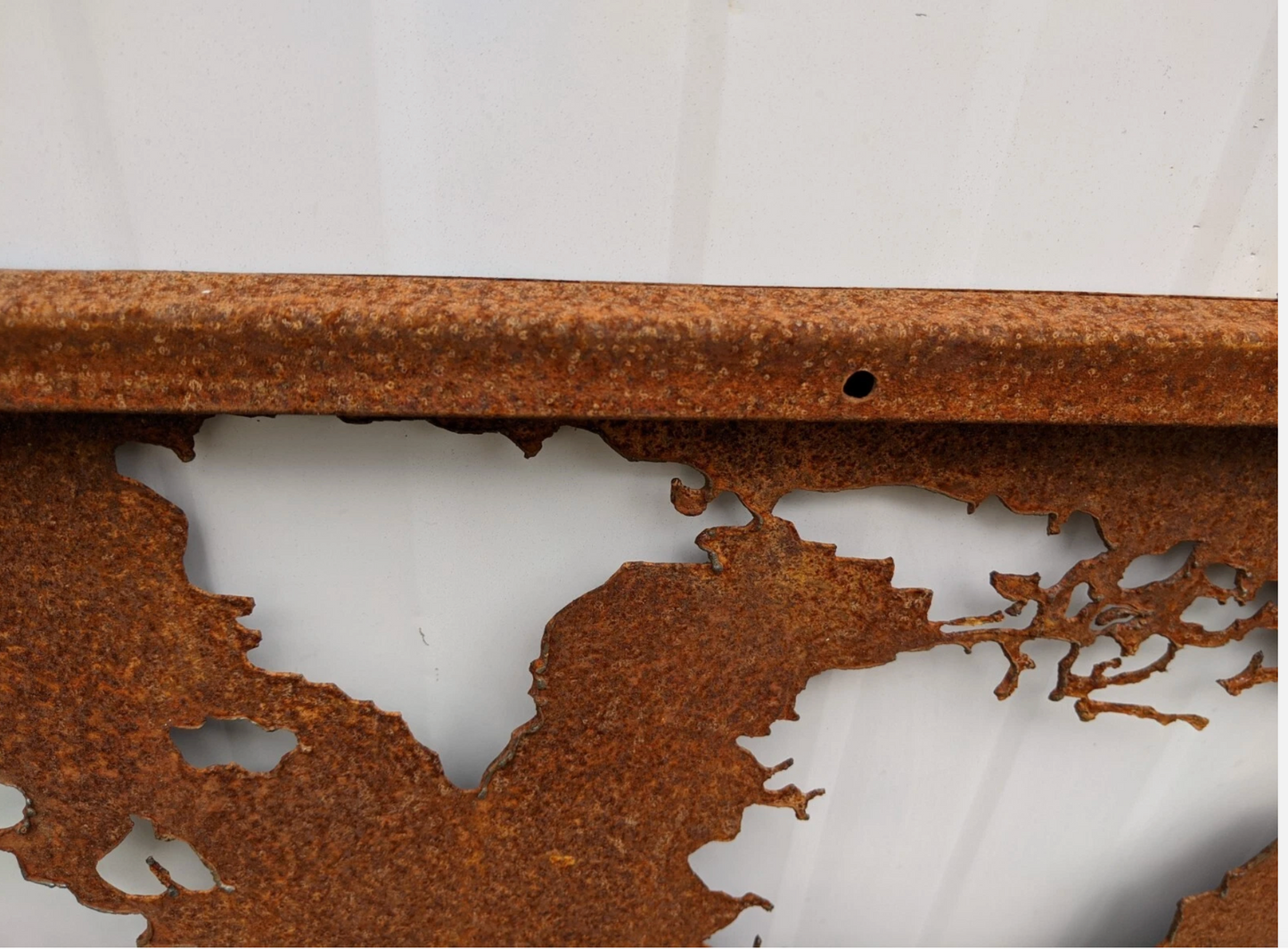 Edelrost Wanddeko aus Cortenstahl ,Metall-Weltkarte für die Wand ,Höhe:50cm, 125 cm lang