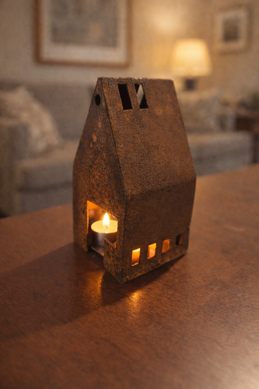 Gartendeko Kerzenständer ,Haus , Innendekorationen, Weihnachtsdekorationen ,aus Metall , Höhe: 12cm ， 032176